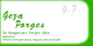 geza porges business card